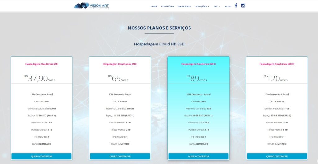 Servidor de Hospedagem Web 4 ti pro br planos